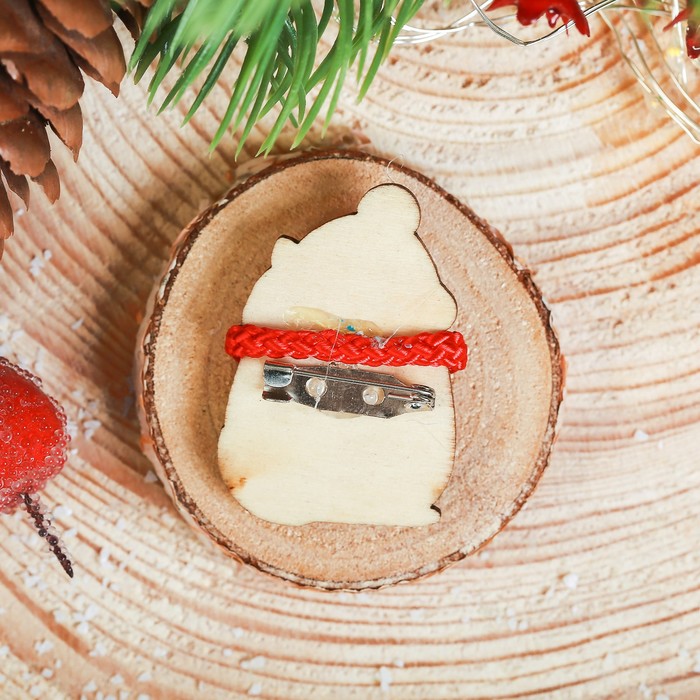 Новогодний значок с объёмным элементом "Желаю найти свою половинку"