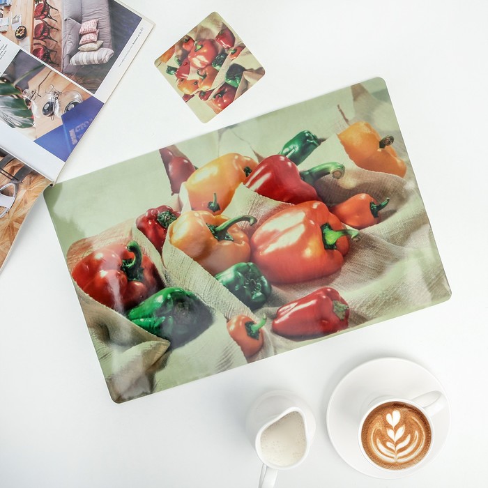 Набор салфеток кухонных "Перчики" 4 шт - 42х27 см, 4 шт - 10х10 см