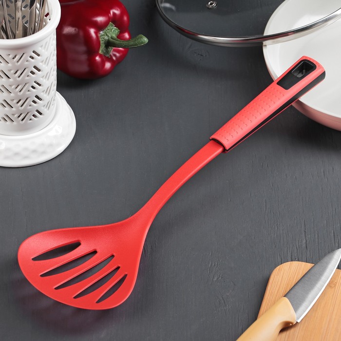 Шумовка 34,5 см "Мак", цвет красный