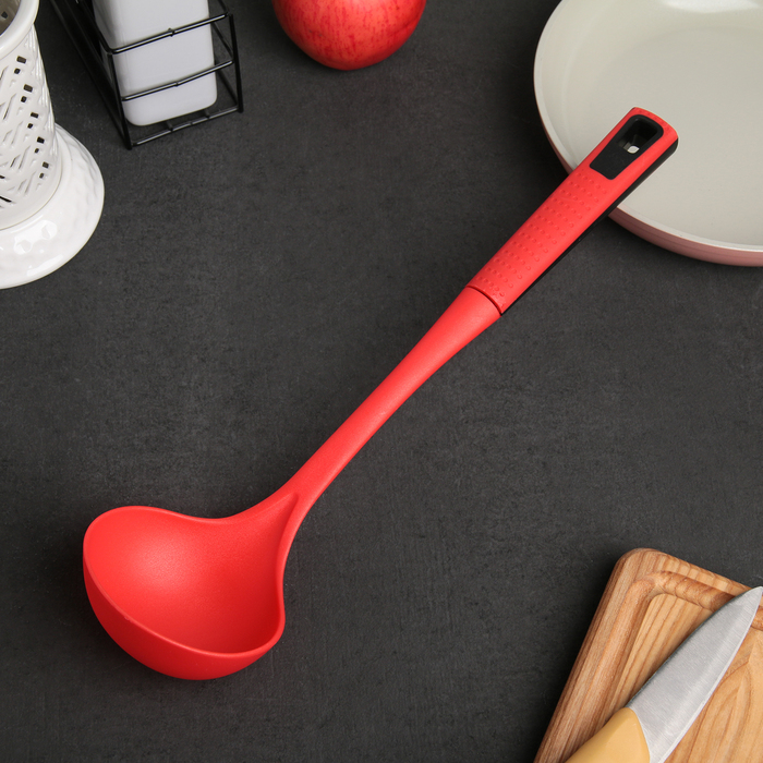 Половник 33 см "Мак", цвет красный