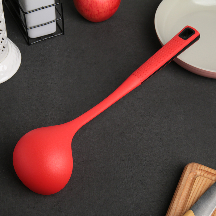 Половник 33 см "Мак", цвет красный