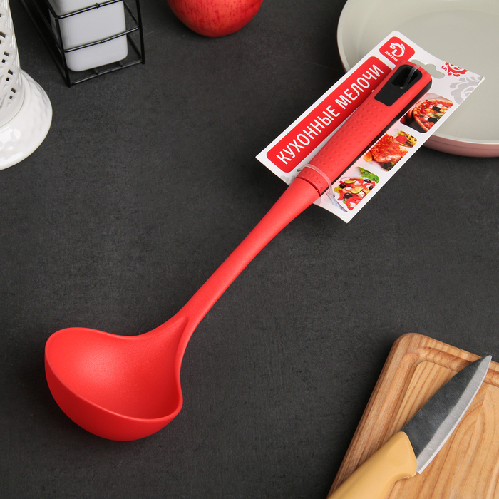 Половник 33 см "Мак", цвет красный