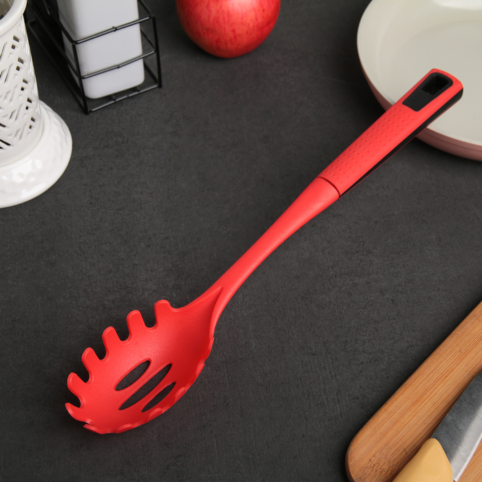 Ложка для спагетти 33,5 см "Мак", цвет красный