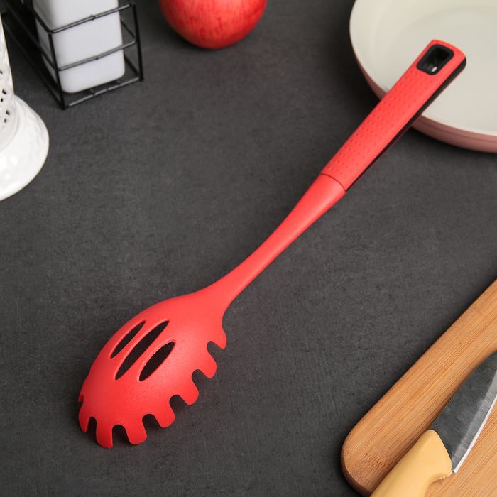 Ложка для спагетти 33,5 см "Мак", цвет красный