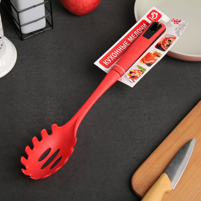 Ложка для спагетти 33,5 см "Мак", цвет красный