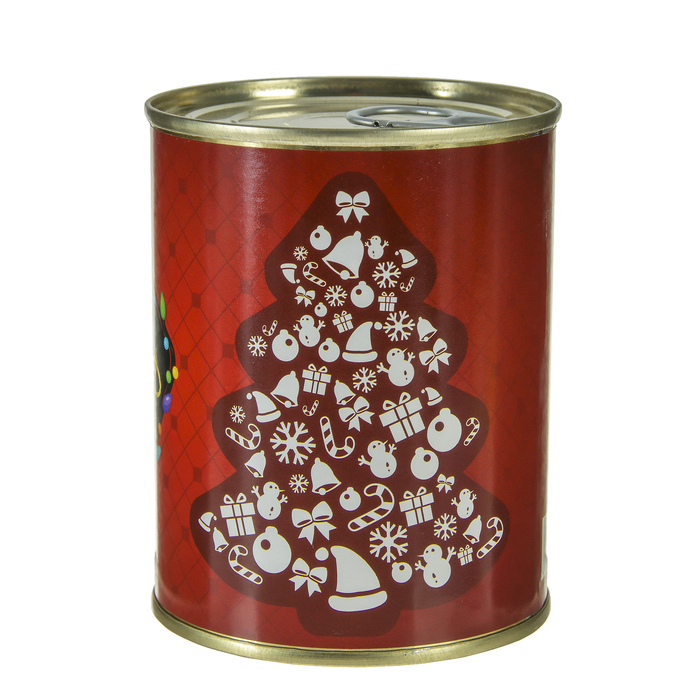 Пазл-елка в консервной банке "Елка новогодняя красная" (200х250 мм, набор 53 детали)