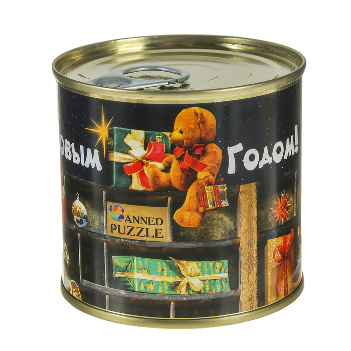 Пазл в консервной банке "Новогодняя сказка" (150х200 мм, набор 48 деталей)