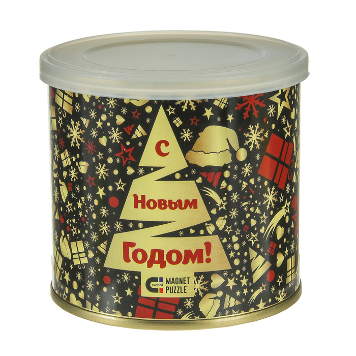 Магнитный пазл в консервной банке "Новогодняя ночь" (150х200 мм, набор 48 деталей)