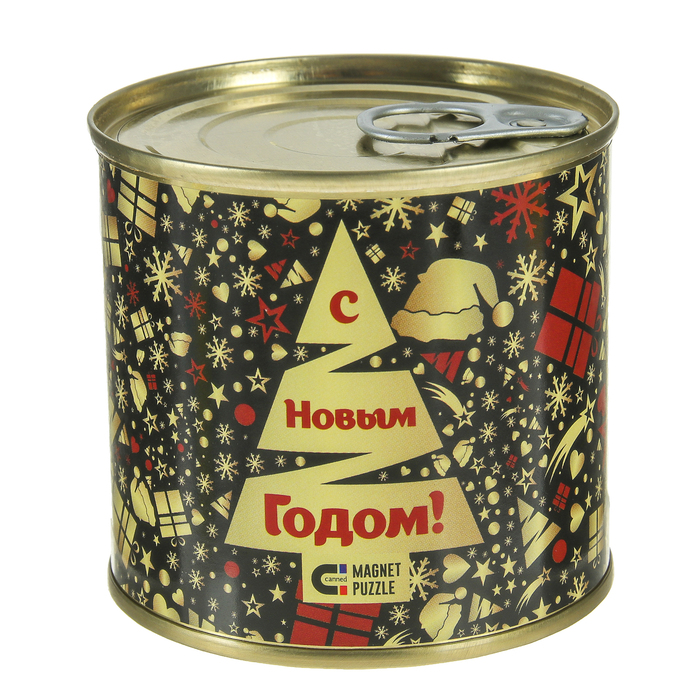 Магнитный пазл в консервной банке "Новогодняя ночь" (150х200 мм, набор 48 деталей)
