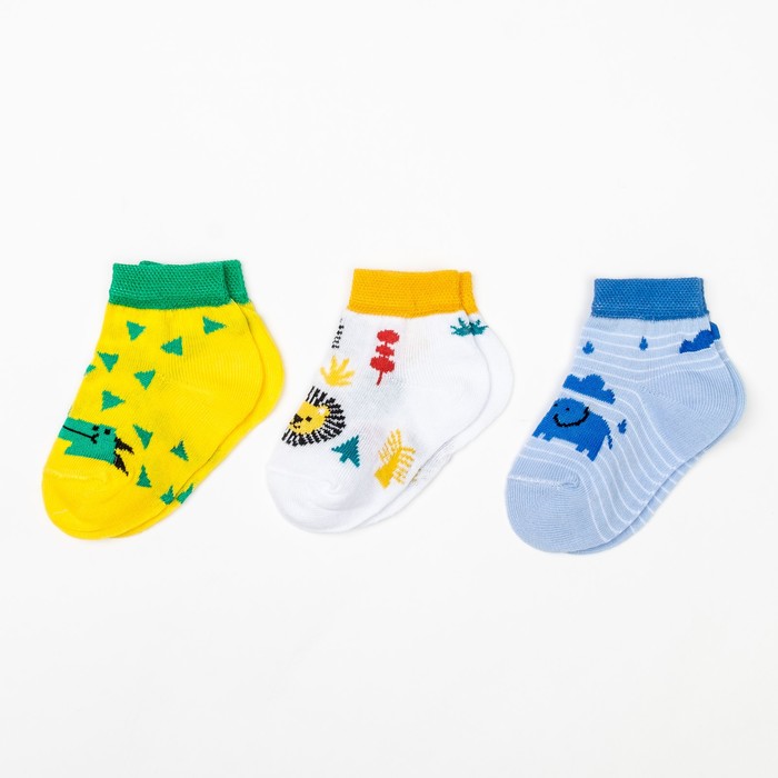 Набор детских носков "Африка" (3 пары), размер 12-14 (1-2 года)