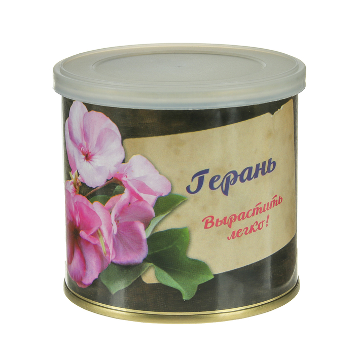 Растущая травка "Мини-цветок в банке "Герань"