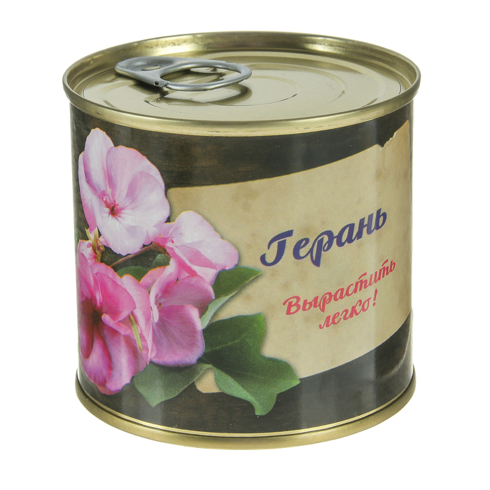 Растущая травка "Мини-цветок в банке "Герань"