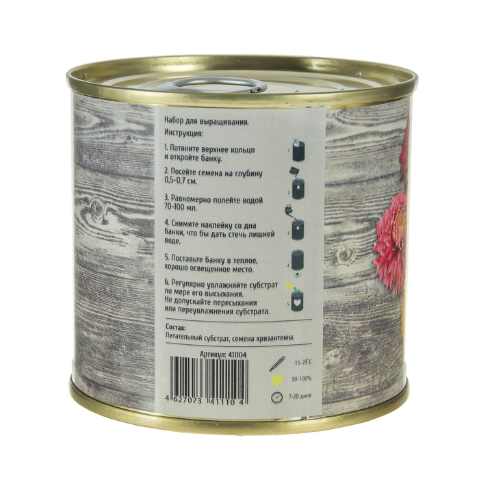 Растущая травка "Мини-цветок в банке "Хризантема"