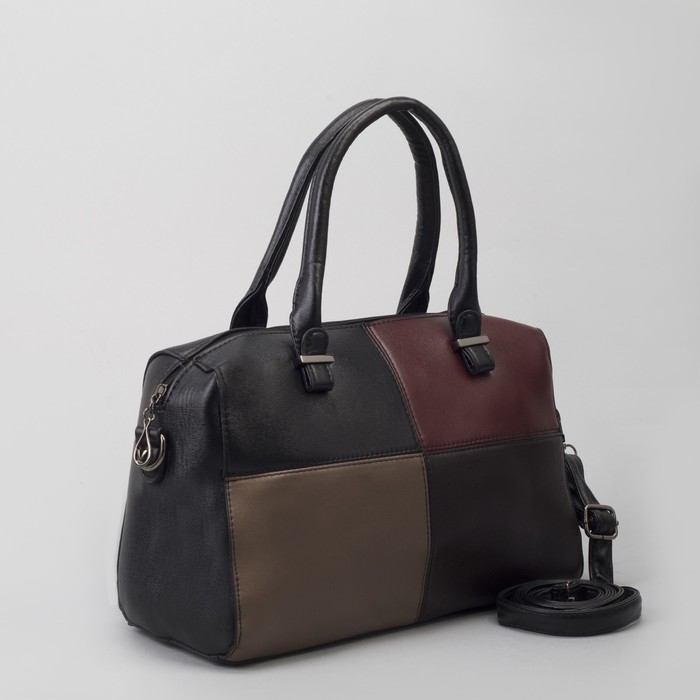 Сумка женская, отдел на молнии, наружный карман, длинный ремень, цвет чёрный