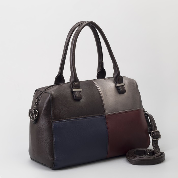 Сумка женская, отдел на молнии, наружный карман, длинный ремень, цвет коричневый