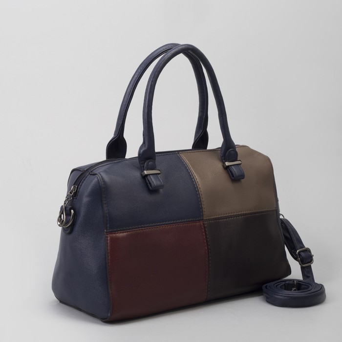 Сумка женская, отдел на молнии, наружный карман, длинный ремень, цвет синий