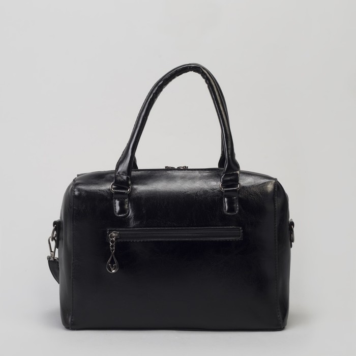 Сумка женская, отдел на молнии, наружный карман, длинный ремень, цвет чёрный