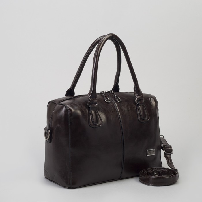 Сумка женская, отдел на молнии, наружный карман, длинный ремень, цвет кофе