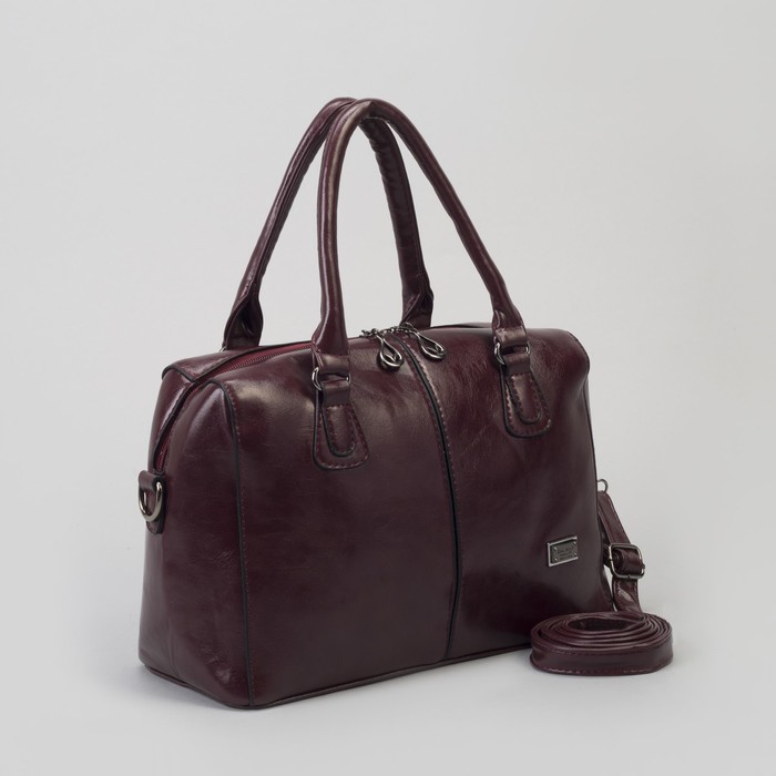 Сумка женская, отдел на молнии, наружный карман, длинный ремень, цвет бордовый