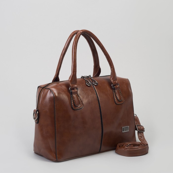 Сумка женская, отдел на молнии, наружный карман, длинный ремень, цвет рыжий