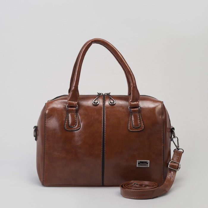 Сумка женская, отдел на молнии, наружный карман, длинный ремень, цвет рыжий