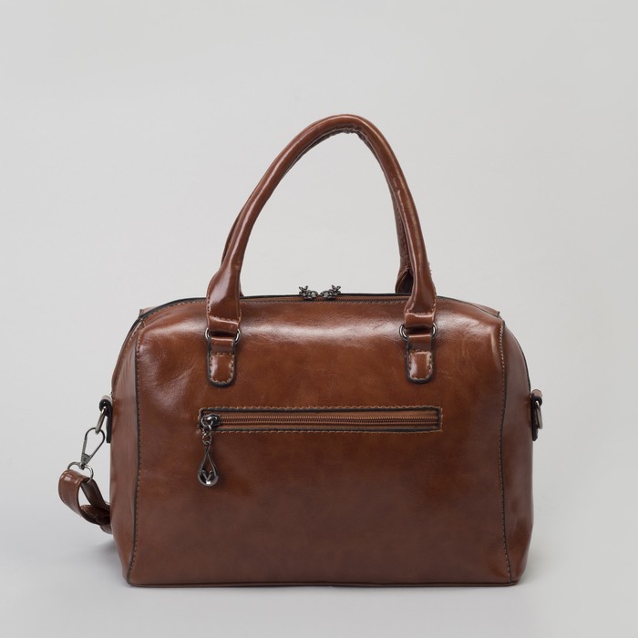 Сумка женская, отдел на молнии, наружный карман, длинный ремень, цвет рыжий