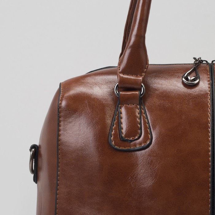 Сумка женская, отдел на молнии, наружный карман, длинный ремень, цвет рыжий