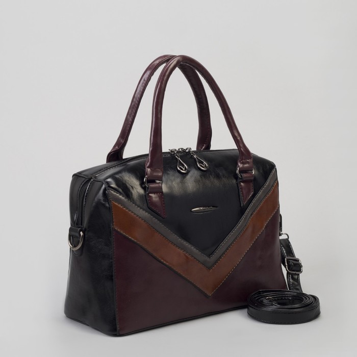 Сумка женская, отдел на молнии, наружный карман, длинный ремень, цвет чёрный