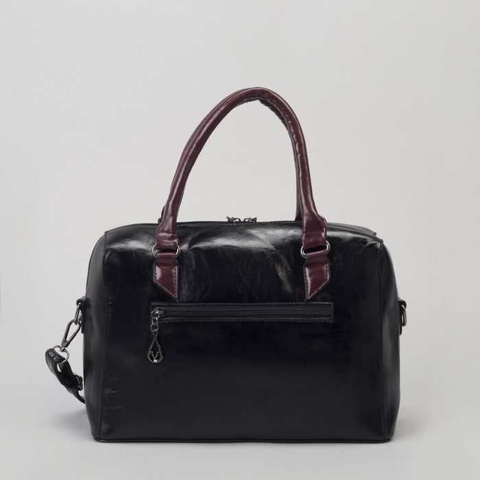 Сумка женская, отдел на молнии, наружный карман, длинный ремень, цвет чёрный