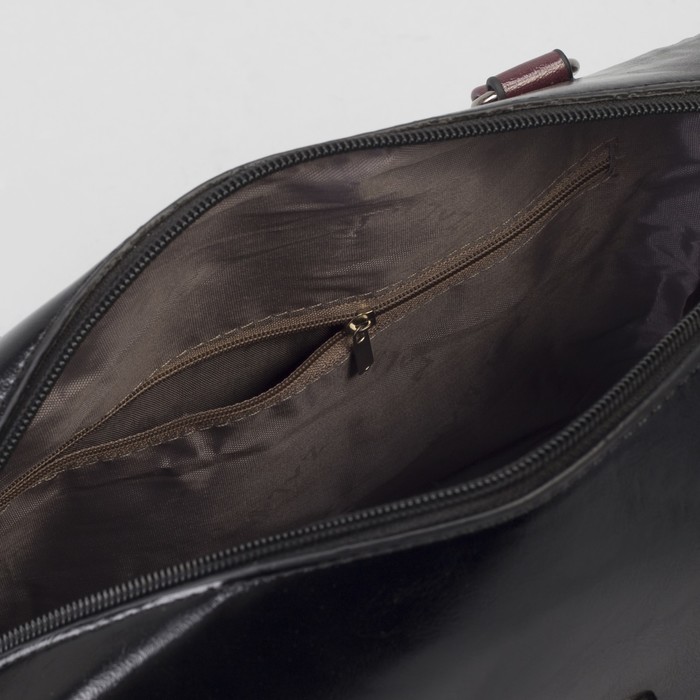 Сумка женская, отдел на молнии, наружный карман, длинный ремень, цвет чёрный