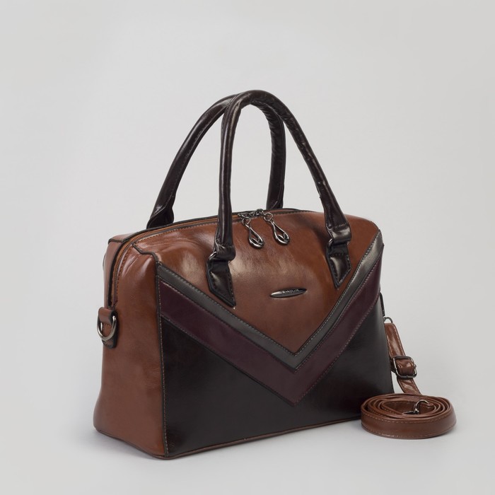 Сумка женская, отдел на молнии, наружный карман, длинный ремень, цвет рыжий