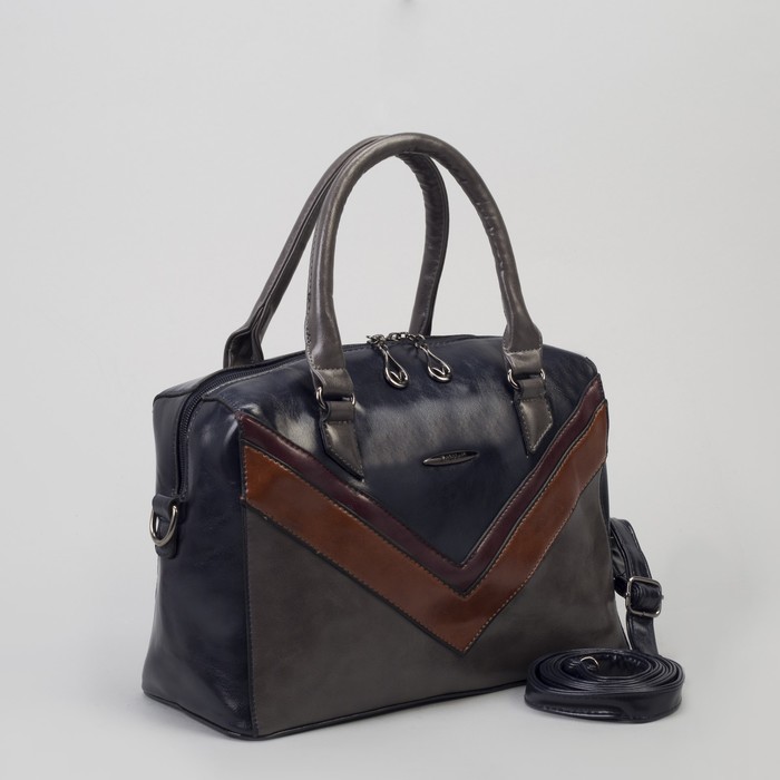 Сумка женская, отдел на молнии, наружный карман, длинный ремень, цвет синий