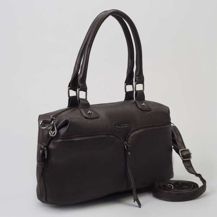 Сумка женская, отдел на молнии, наружный карман, длинный ремень, цвет кофе