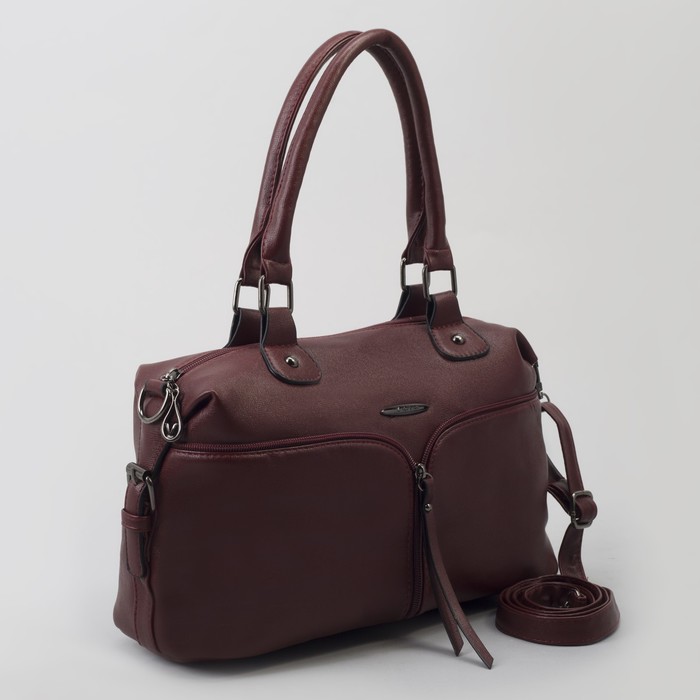 Сумка женская, отдел на молнии, наружный карман, длинный ремень, цвет бордовый