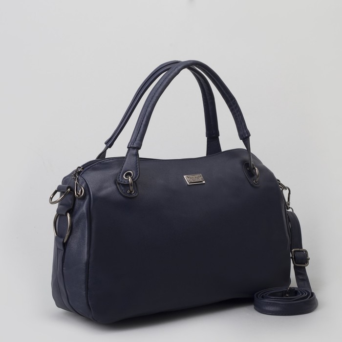 Сумка женская, отдел на молнии, наружный карман, длинный ремень, цвет синий