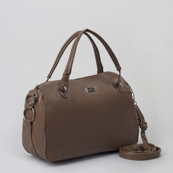 Сумка женская, отдел на молнии, наружный карман, длинный ремень, цвет коричневый