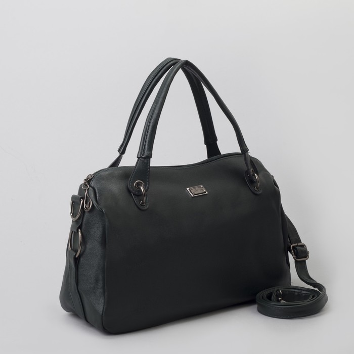 Сумка женская, отдел на молнии, наружный карман, длинный ремень, цвет зелёный