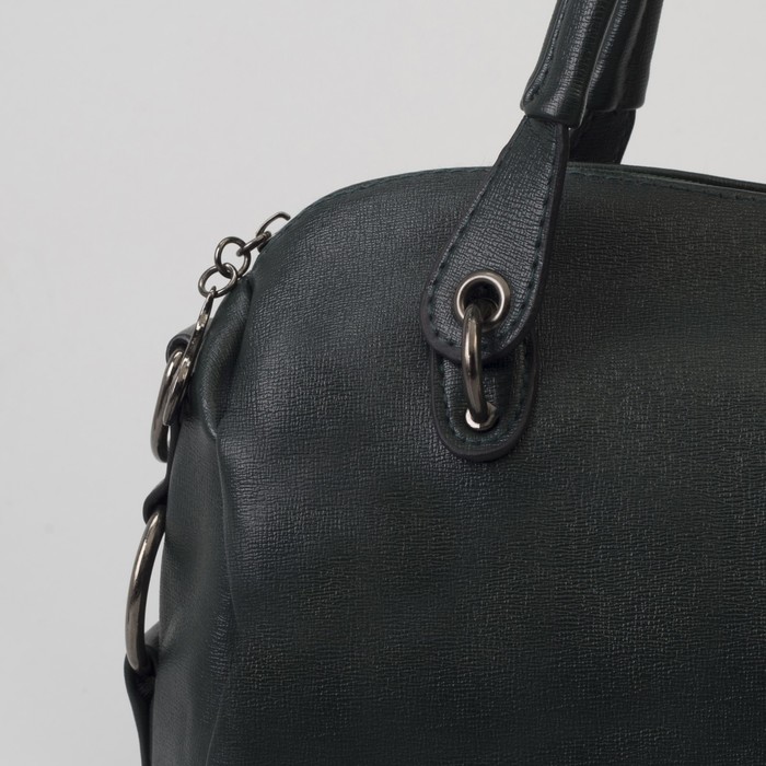 Сумка женская, отдел на молнии, наружный карман, длинный ремень, цвет зелёный