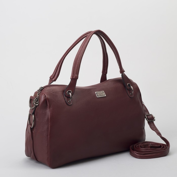 Сумка женская, отдел на молнии, наружный карман, длинный ремень, цвет бордовый