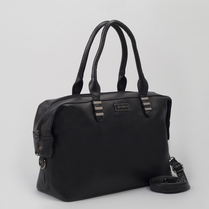 Сумка женская, отдел на молнии, наружный карман, длинный ремень, цвет чёрный