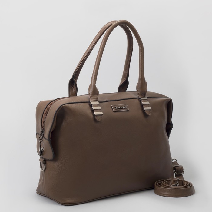 Сумка женская, отдел на молнии, наружный карман, длинный ремень, цвет коричневый