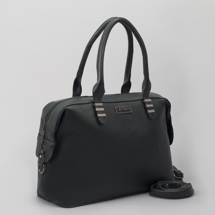 Сумка женская, отдел на молнии, наружный карман, длинный ремень, цвет зелёный