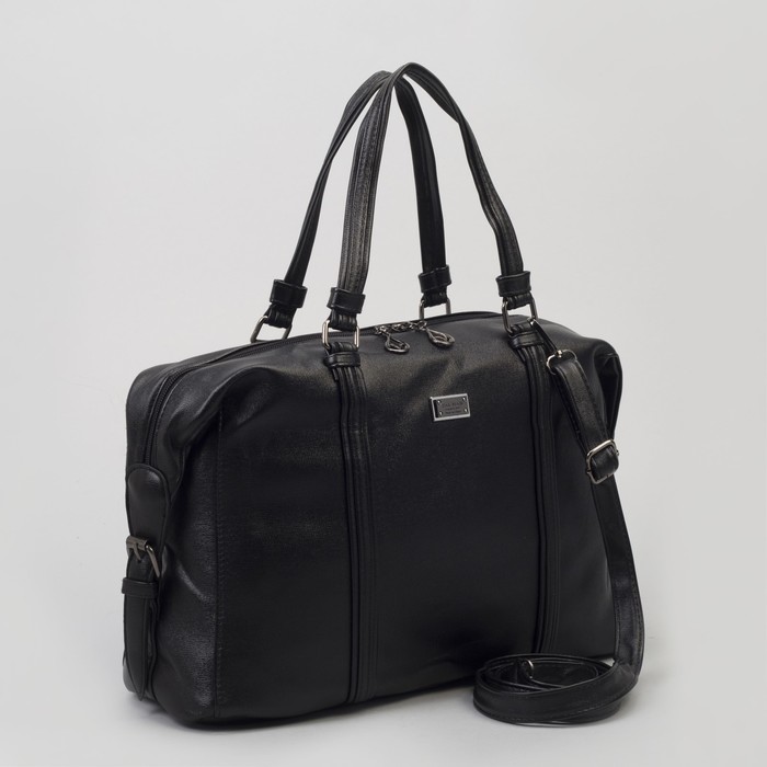 Сумка женская, отдел на молнии, наружный карман, длинный ремень, цвет чёрный