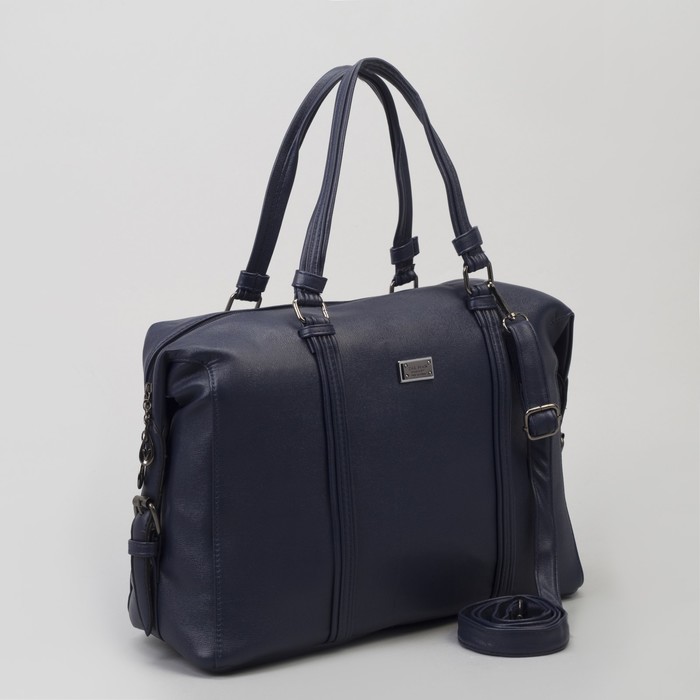 Сумка женская, отдел на молнии, наружный карман, длинный ремень, цвет синий