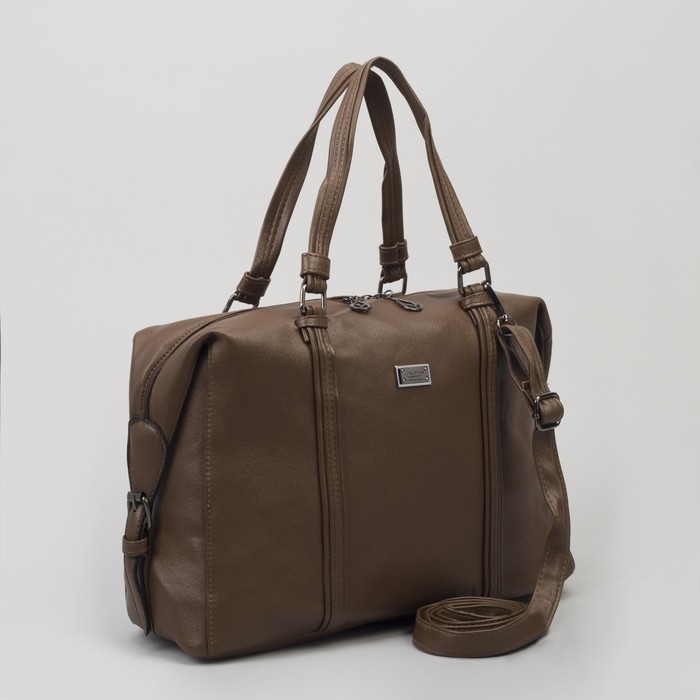 Сумка женская, отдел на молнии, наружный карман, длинный ремень, цвет коричневый