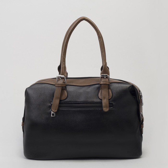 Сумка женская, отдел на молнии, 2 наружных кармана, длинный ремень, цвет чёрный