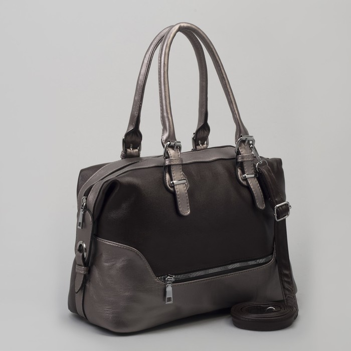 Сумка женская, отдел на молнии, 2 наружных кармана, длинный ремень, цвет кофе