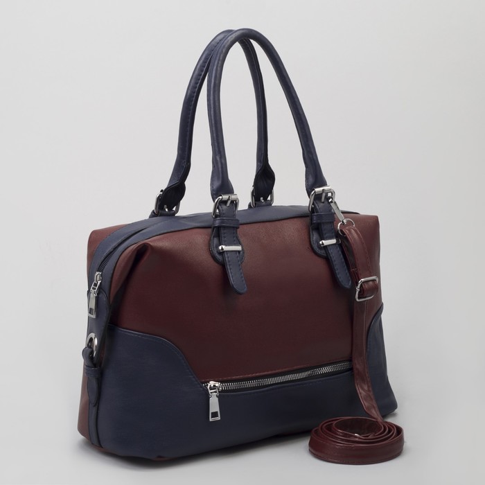Сумка женская, отдел на молнии, 2 наружных кармана, длинный ремень, цвет бордовый