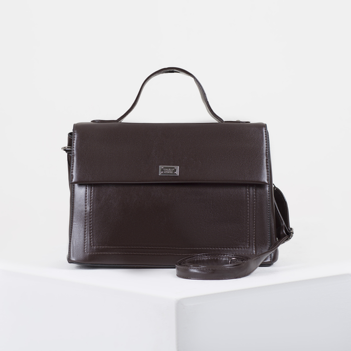 Сумка женская, отдел с перегородкой на молнии, 2 наружных кармана, длинный ремень, цвет кофе