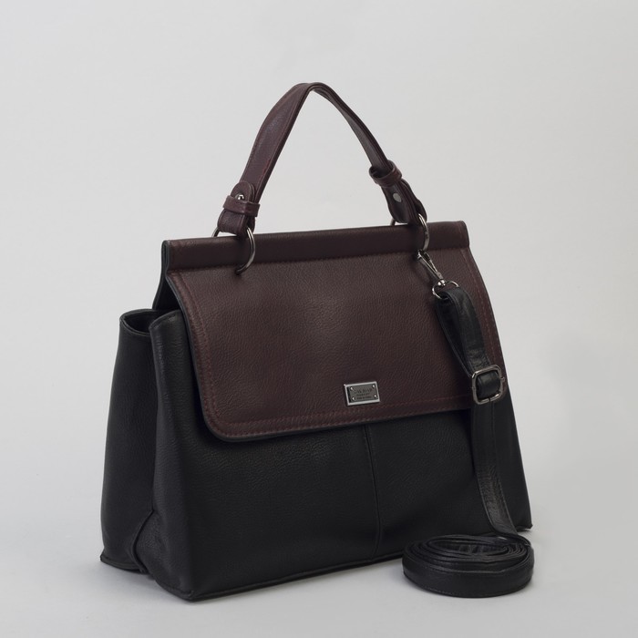 Сумка женская, отдел на молнии, наружный карман, длинный ремень, цвет чёрный